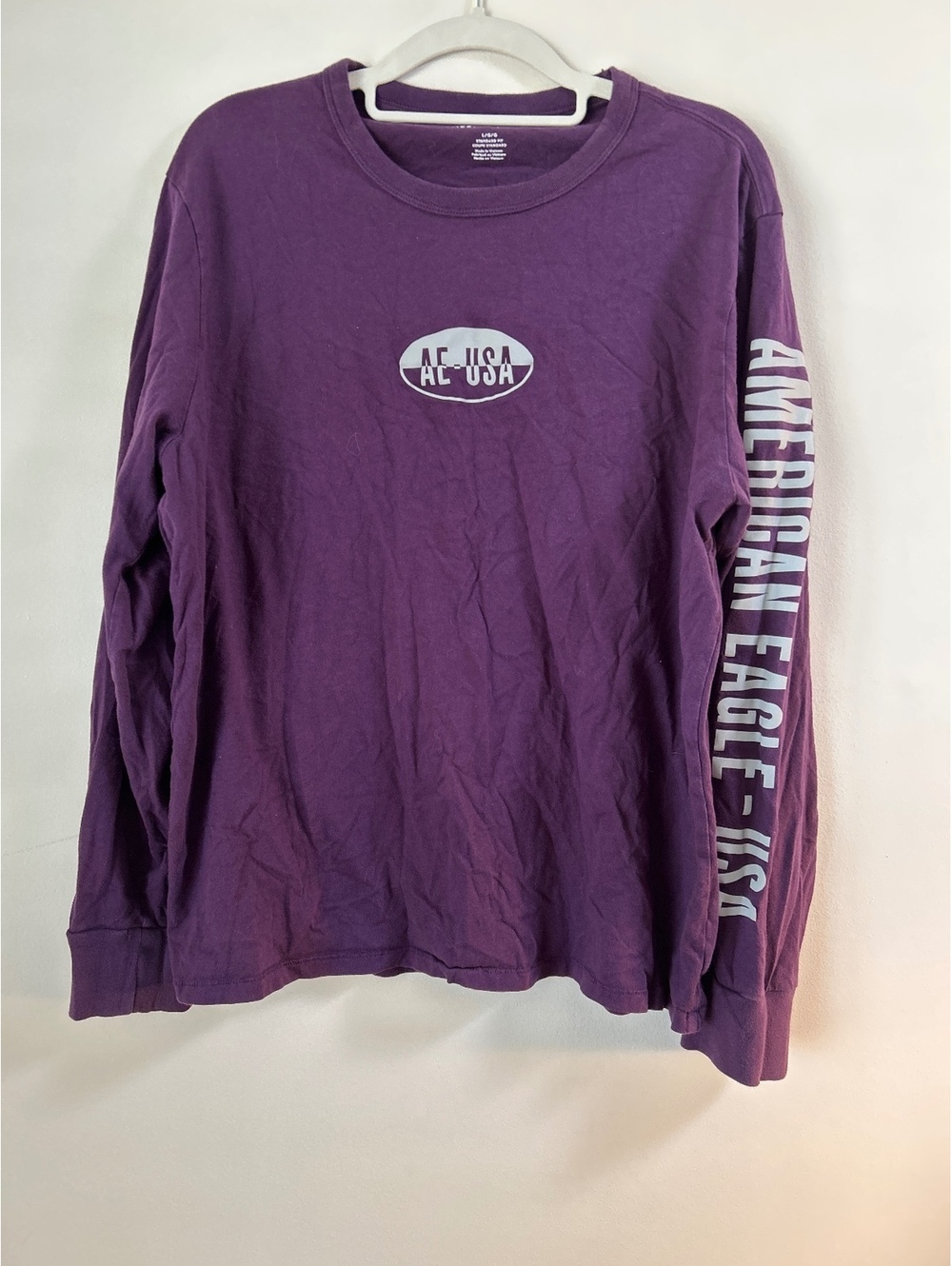 American Eagle Purple Long Sleeve T-Shirt Size Large